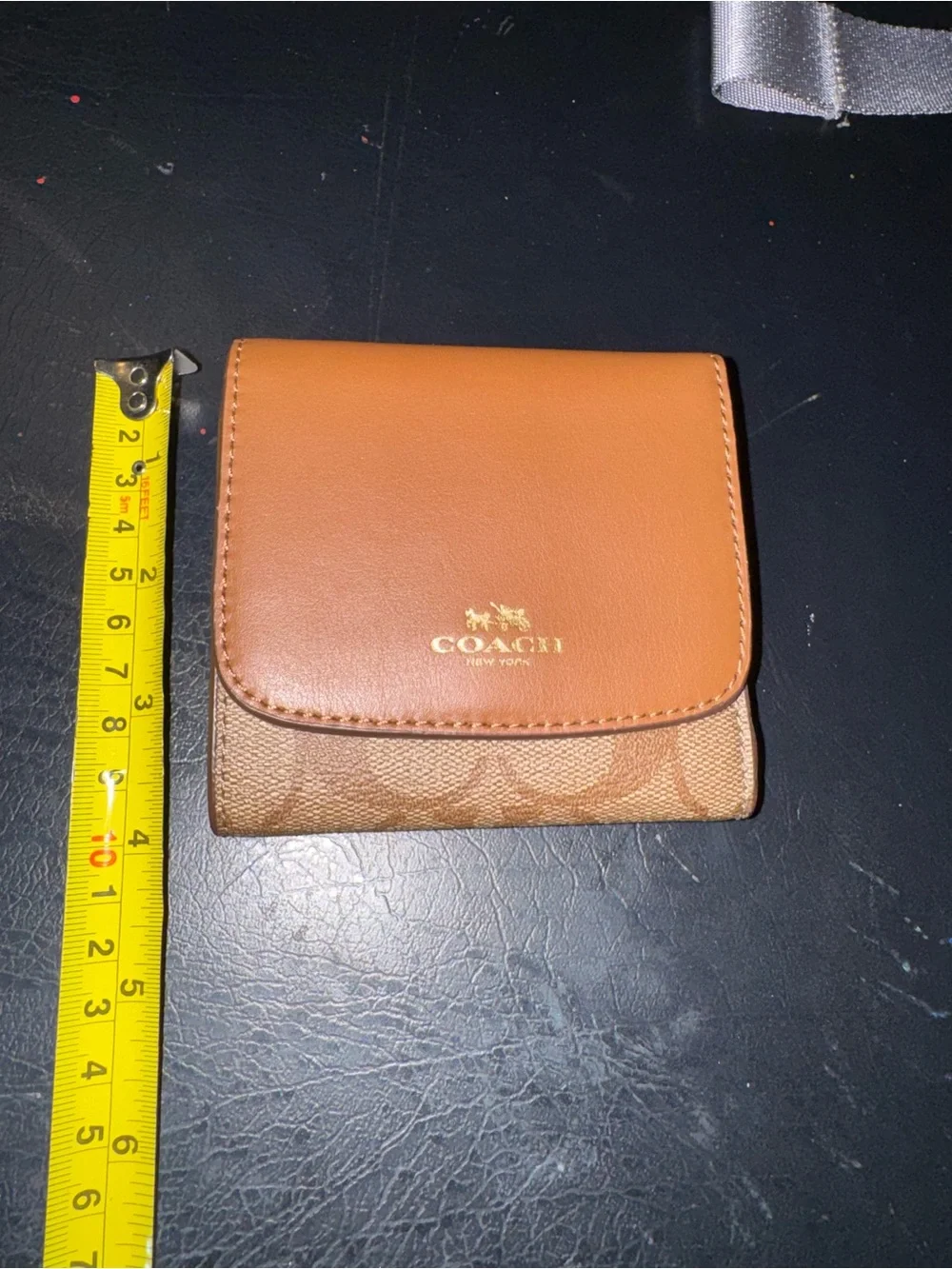 Coach Brown and Tan Fold Wallet with Signature Canvas